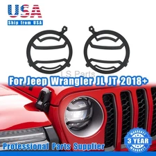 Pair Front Headlight Lamp Guard Cover Protector Trim FIT Jeep Wrangler JL JT 18+