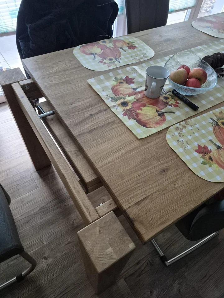 Esstisch Massivholz Mit 6 Lederstühlen - Bild 3 von 3