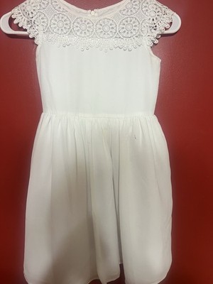 Little Angels Girls White Church Wedding Easter Dress 6x Read Note