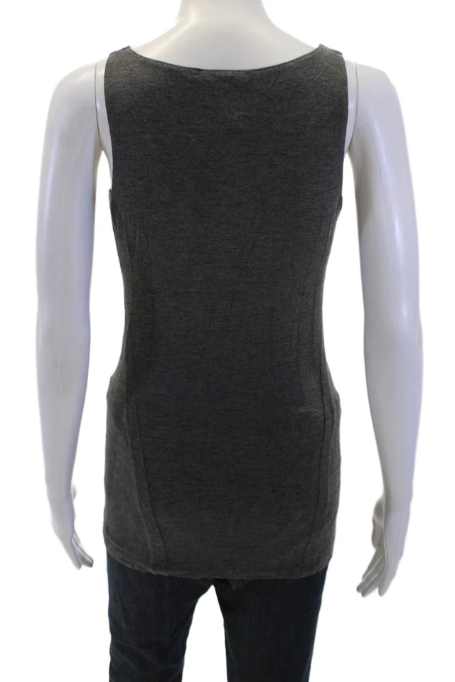 Camiseta sin mangas básica larga con cuello redondo informal gris talla S Donna Karan para mujer Foto 3 de 4