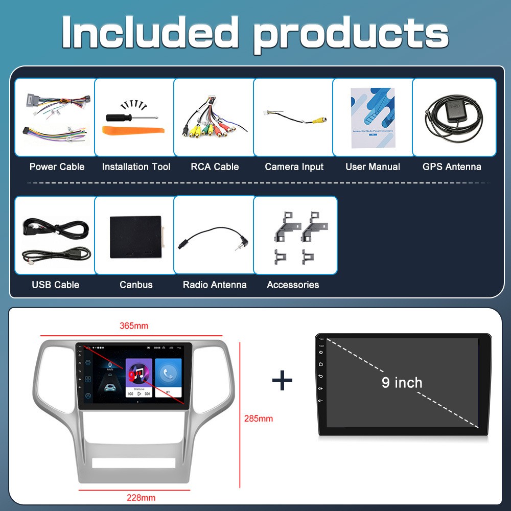 For Jeep Grand Cherokee 2011-2013 Car Stereo Radio Apple Carplay Android 15 GPS