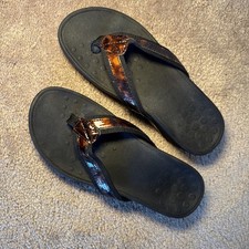 Vionic Women  s High Tide Tortoise Wedge Flip Flop Size 6