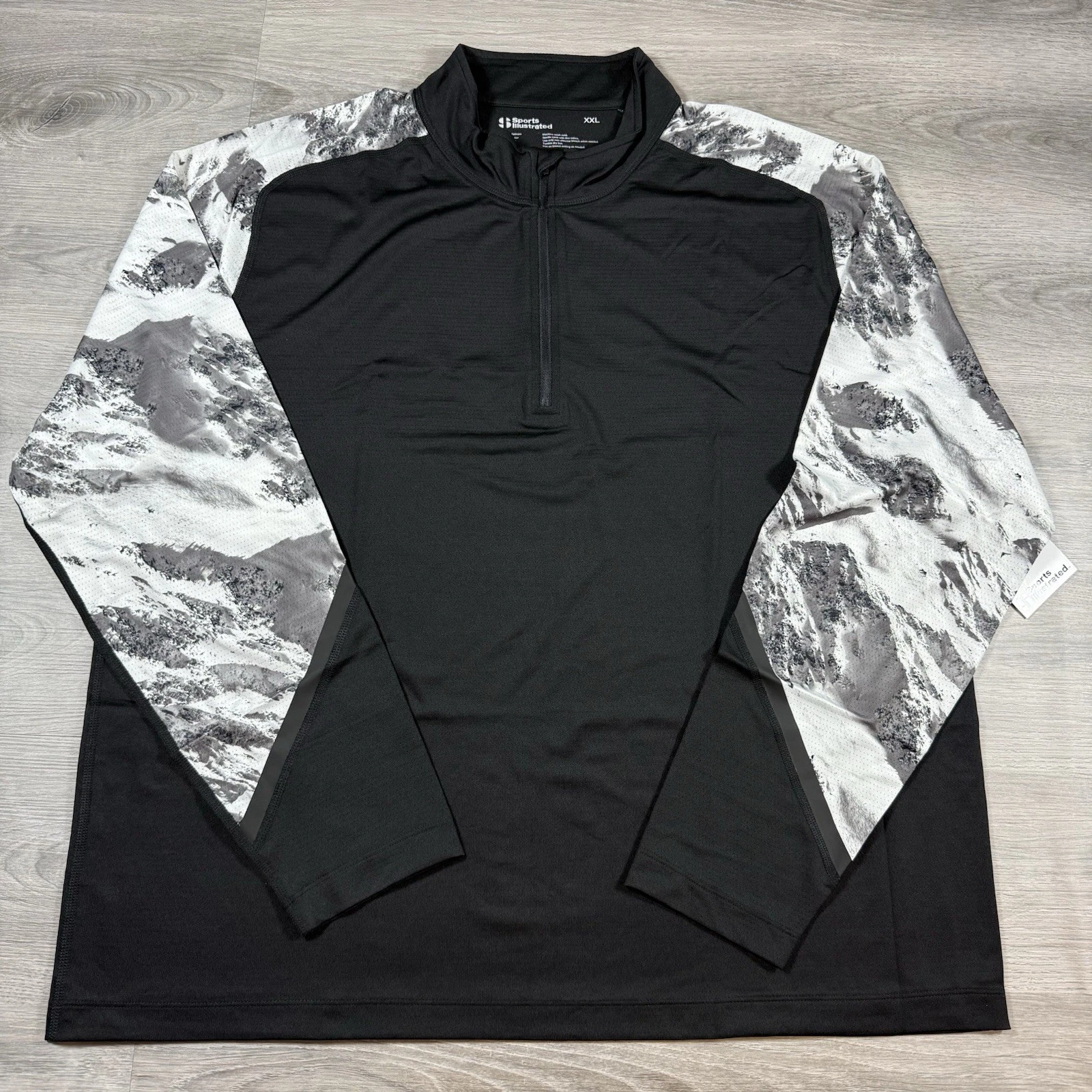 Sports Illustrated Men’s XXL Quarter Zip Long Sleeve Performance Shirt Black NWT