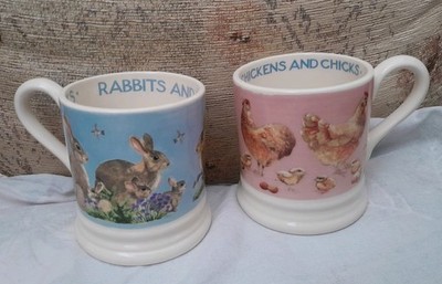 Emma Bridgewater Ostern Hase & Sets und Hühner & Küken 2014 halbes Pint Becher