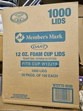 Dart 12oz Plastic Lids, Tear Tab/Straw Slotted, 1000ct W12FTS (Fits cup W12J12)
