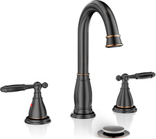 Oil Rubbed Bronze 8" Widespread Bathroom Faucet with Drain Valve, WF017-4-ORB
