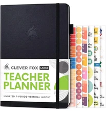 Clever Fox Teacher Planner, Undated 7-Period, 7" x 10", Black (Clearance)