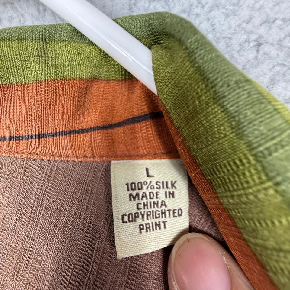 Tommy Bahama Mens Silk Hawaiian Shirt Paradise Palm Bird Paradise Print Size L - Image 4 of 4