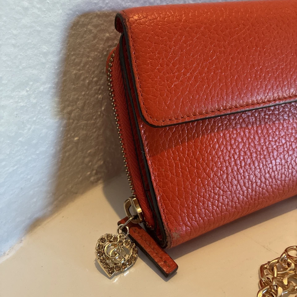 GUCCI блокировки GG кожаный плоский круглый молнии длинный бумажник с сертификатом подлинности и цепочкой через плечо - Изображение 3 из 4