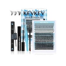 Kevkev Lash Extension Kit Individual Cluster Eyelashes Glue Remover TweezersNWT