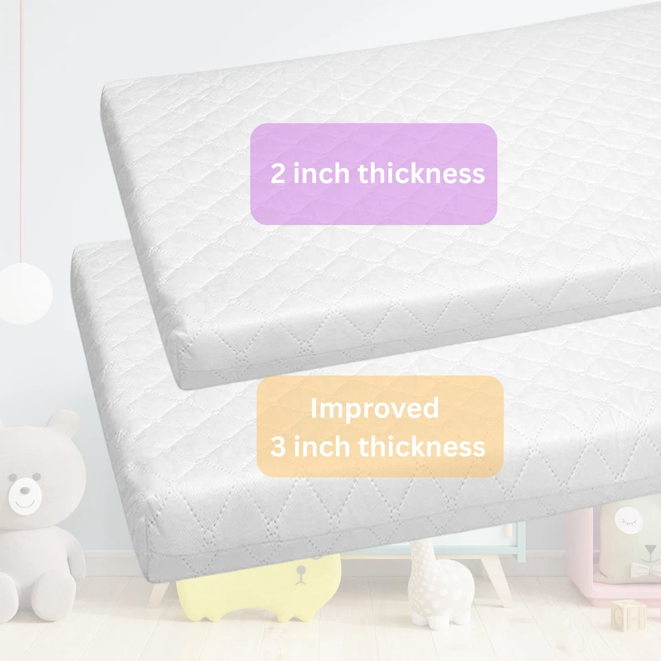 Baby Bassinet Cradle Mattress Rectangular 3 Inch DEEP *12 SIZES* Foam Waterproof - Image 2 of 4