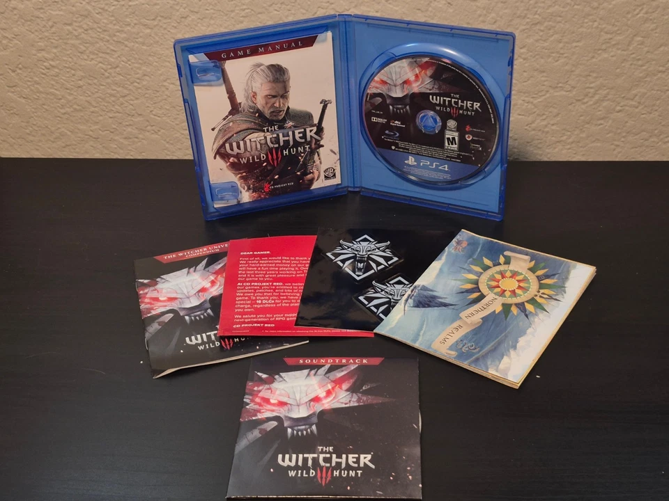 PS4 Witcher 3 Wild Hunt Game CIB w/ Map Manual Slipcover Soundtrack - Image 3 of 4