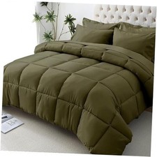 King Comforter Set, Ultra-Soft Bed in a Bag King KING 104" 90" Olive Green