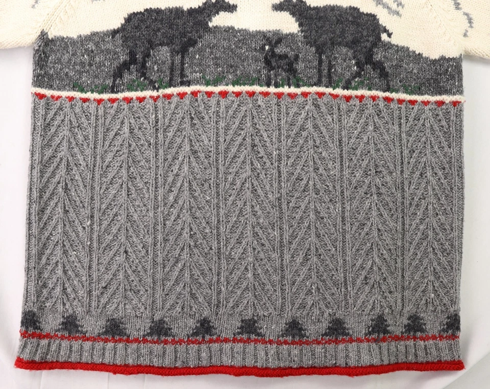 JONES NEW YORK 女式 XL 灰色粗针织羊毛驯鹿圣诞毛衣 — 第 2/4 张图片