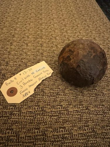 Civil War Era 3 Pounder Cannon Ball 2.9” Iron Shot Estate Found AL