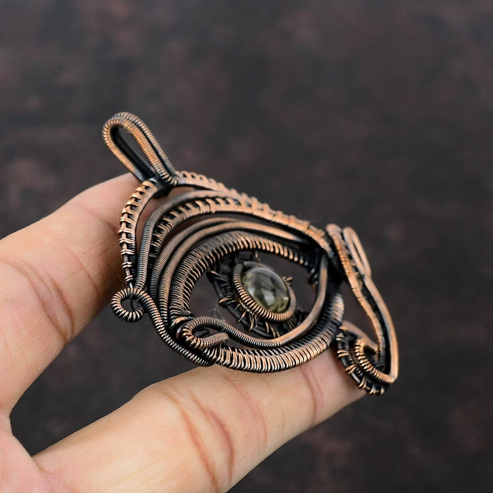 Cristal Cuarzo Cobre Amigo Regalo Alambre Envuelto Mal de Ojo Colgante 2.95" Foto 3 de 4