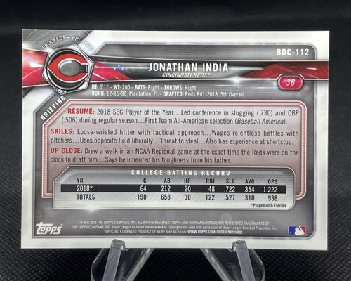 JONATHAN INDIA ROOKIE ๐ฅ 2018 Bowman Chrome Draft 1st - Mint - ROYALS - Picture 4 of 6