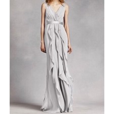 NWT WHITE VERA WANG Ivory Sleeveless Wrapped Bodice Bride Bridesmaid Gown 8