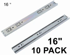 10 PACK  16" 3-Fold 100lb Full Extension Silent Ball Bearing Drawer Slides