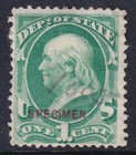 USA 1875 Special printing of Dept. of State 1c Franklin with SPECiMEN error opt. — photo 1