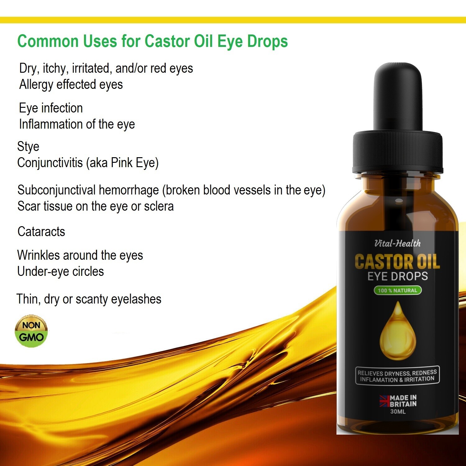 Castor Oil Eye Drops Organic 💗 LARGE 30ML💗Pharmaceutical Grade NOT