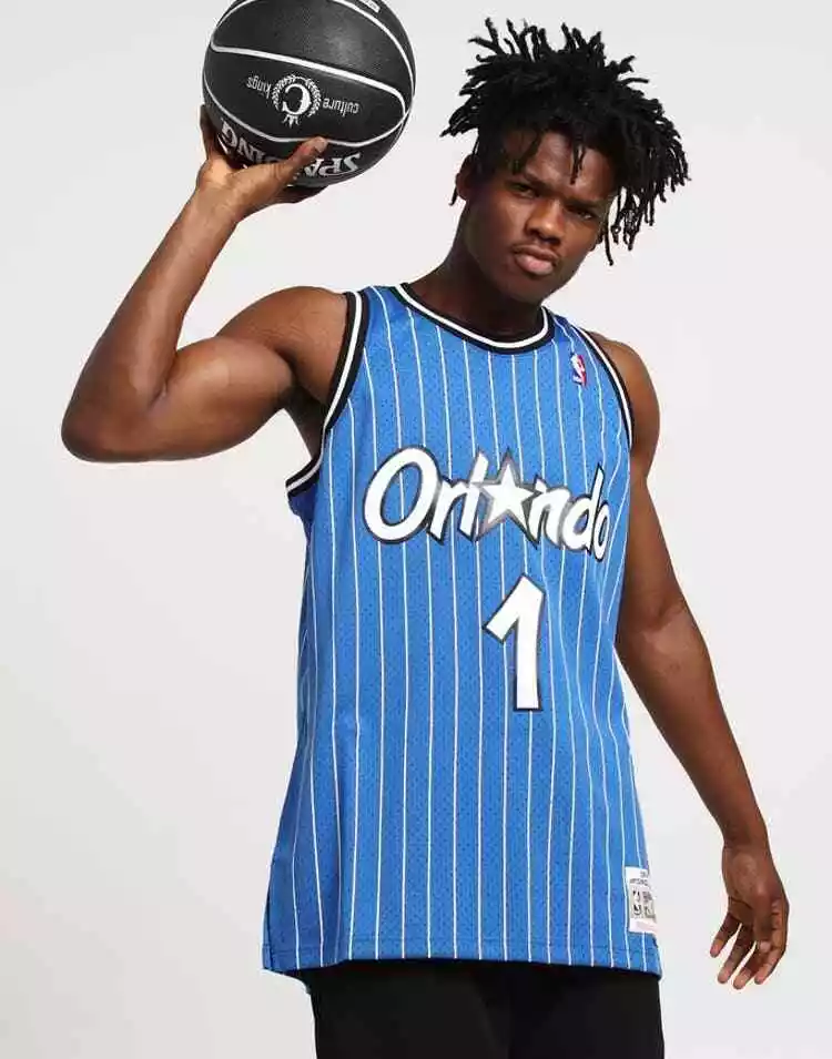 Mitchell & Ness NBA Orlando Magic #1 Hardaway Blue Pinstripe Swingman Jersey