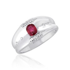 18KGold 0.43ct Natural Ruby Ring Diamond Jewelry Band Authentic White Ornament  