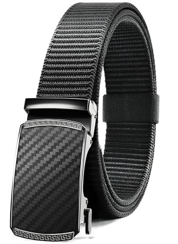 Ratchet Belts for Men - Casual Web Nylon Mens Belt 1 3/8" - Adjustable Top - Picture 1 of 14