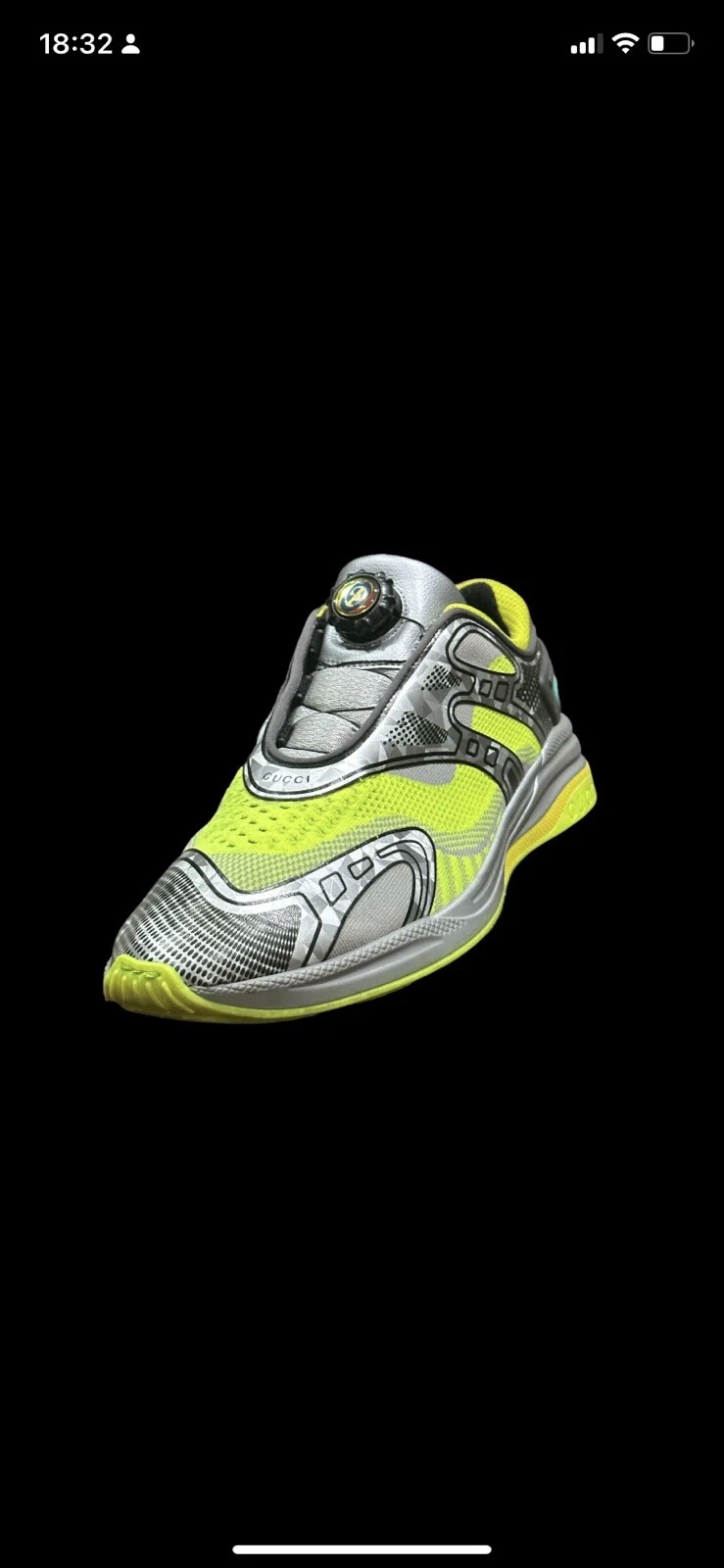 Gucci Ultra pace R   Chaussures noires/vertes florissantes   Royaume Uni 9/43   Tout neuf
