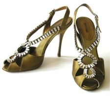 NEW 1725 NEW ROBERTO CAVALLI BRONZE SHOES w/SWAROVSKI 38.5 - 8.5