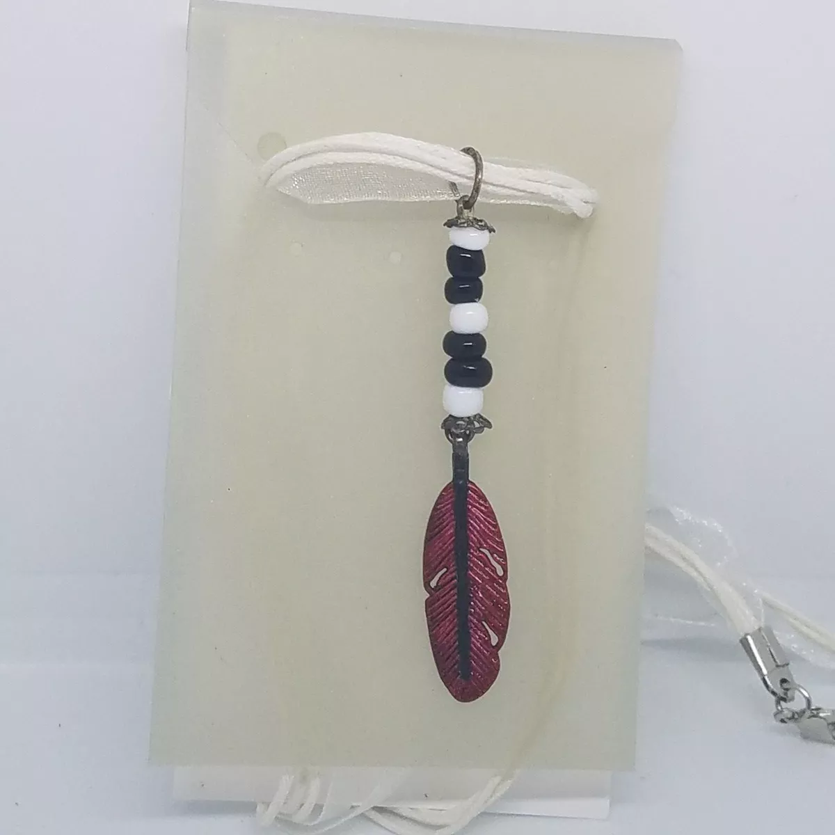 Red 2024 feather necklace