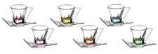 RCR Fusion Glass Espresso Cups & Saucers - Set of 6 - Multi-Colour
