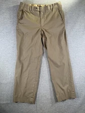 Corbin Pants Men's 35/28 Brown Wool Flat Straight Trousers Soft Office