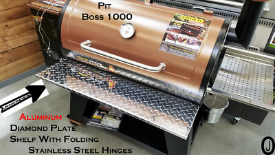 Pit Boss 1000 AUSTIN XL Pellet Grill Aluminum Diamond Plate Folding Shelf 