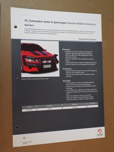 2008 Holden VE original dealer 35 single sided accessories sheets Rare - Picture 7 of 12
