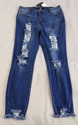 Fashion Nova Women's Plus Sz 2X  Body Moves Ankle distressed Stretch Denim NWT