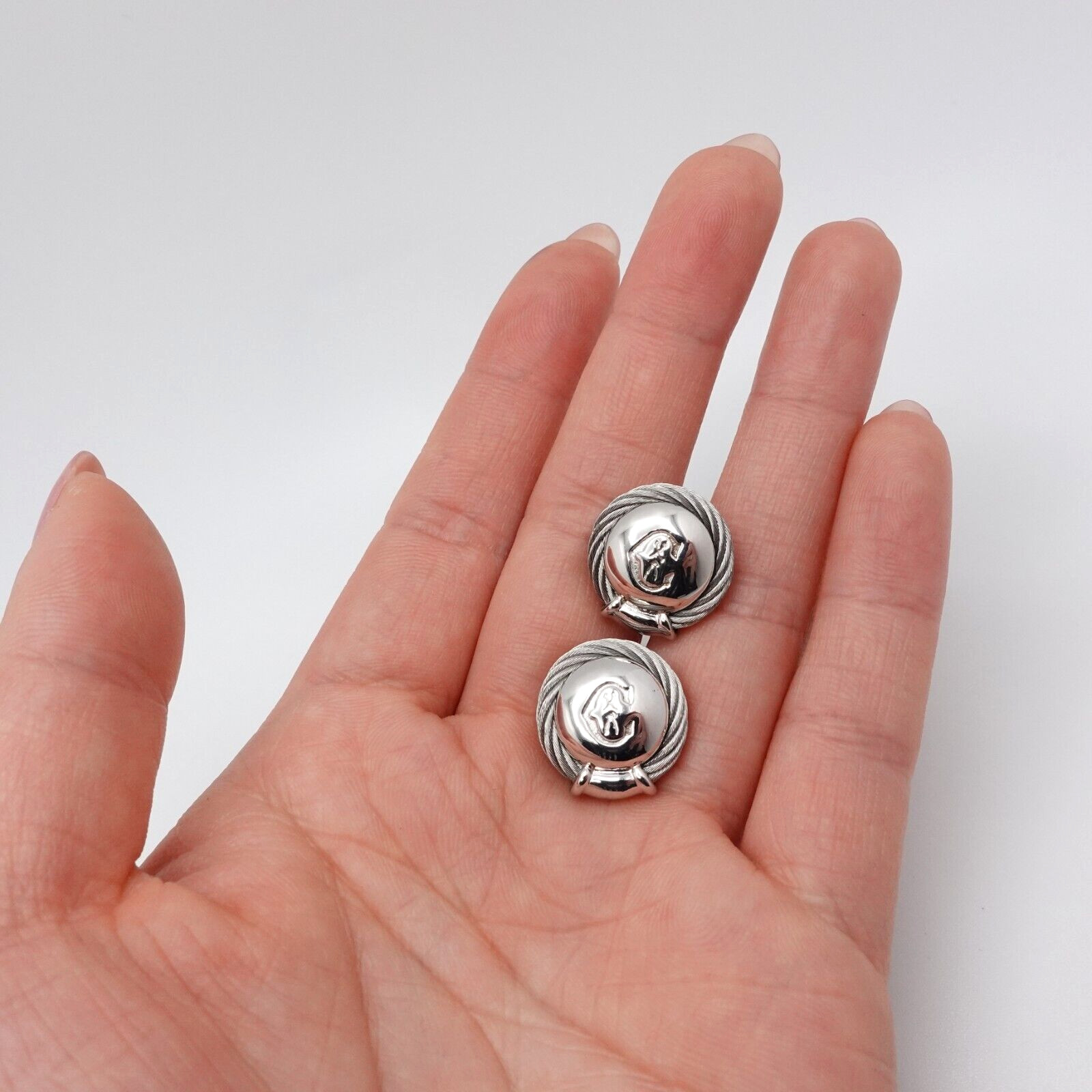 Silver Plated Round Cable Bezel Initial Letter C … - image 2