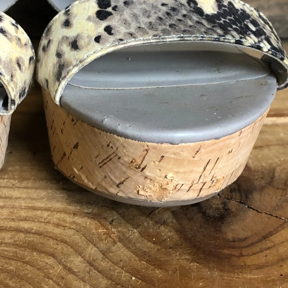 Sandalias de cuña Franco Sarto Shania para mujer 8 M zapatos gris cuero hebilla corcho Foto 4 de 4