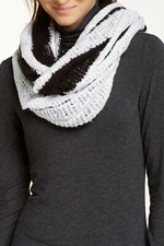 PAULA BIANCO Black & White Striped Infinity 60" Scarf 133648