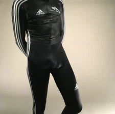 adidas FULL BODY ski jumping suit size medium spandex Italy skiing Zentai