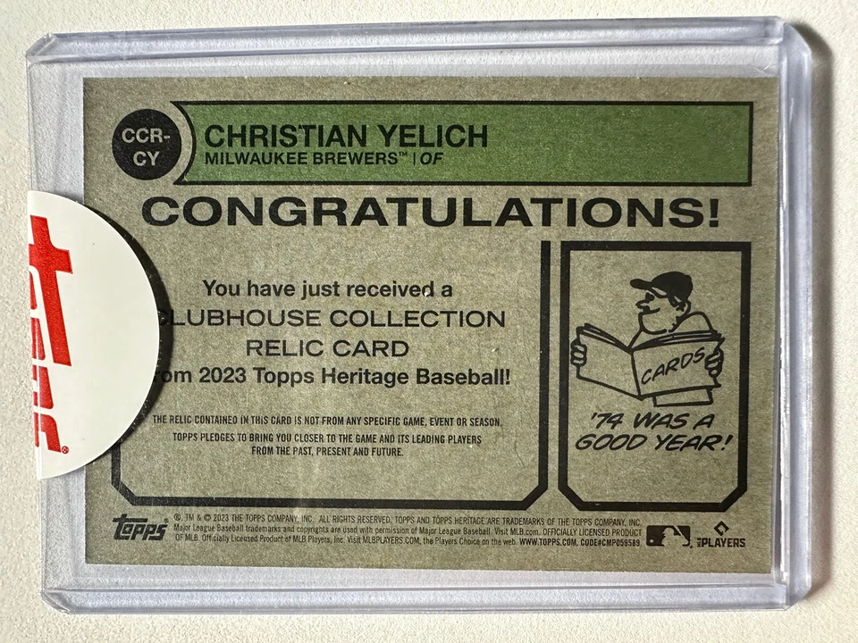 2023 Topps Heritage - Clubhouse Collection RELIC - Christian Yelich - #CCR-CY - Image 2 of 2