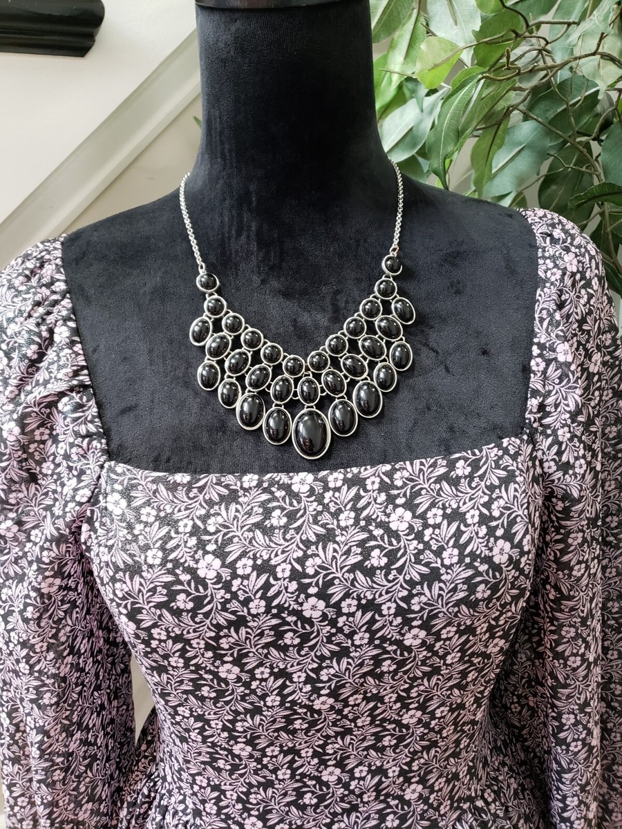 FOREVER 21 Womens Black Floral Lined Long Sleeve Square Neck Knee Length  Dress S | eBay