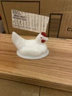 Vintage Westmoreland Hen On Nest 6.5 ×5" LID ONLY White Milk Glass with Red comb