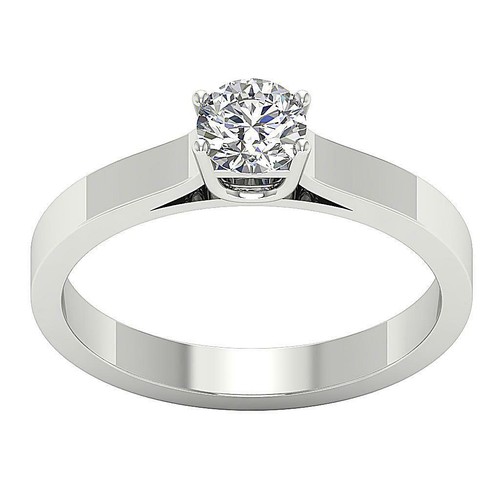 Solitaire Anniversary I1 G 0.60 Ct Round Diamond Ring 14K White Gold 4 Prong Set - Picture 4 of 8