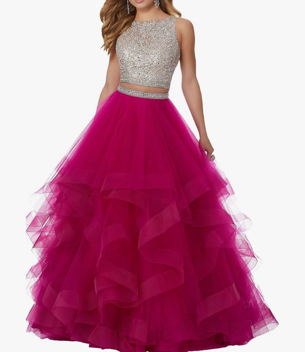 raspberry 2 piece prom formal dance maxi top and skirt size 4 6 B4 eBay