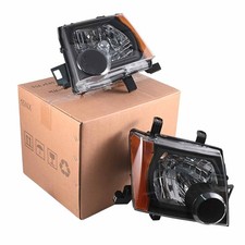 1 Pair Black Front Headlights Headlamps Replacement For 2005-2015 Nissan Xterra