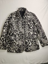 Chicos Jacket Womens Size 1 - 8/10 Black Snaps Animal Print Collar Quilted Q326