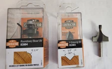 3- Router bits. R 1/4" Roundover/ Bead Bit. 1/2"V-Grooving 90. 1/2" Corn Rd HSS