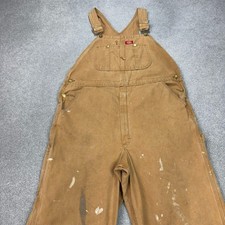 Dickies Dungarees Adult 36x32 Brown Bib Overalls Work Wear Canvas Carpenter Mens