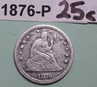 1876-P SEATED LIBERTY QUARTER US 90% SILVER COIN VERY GOOD DETAILS cleaned!!!!!